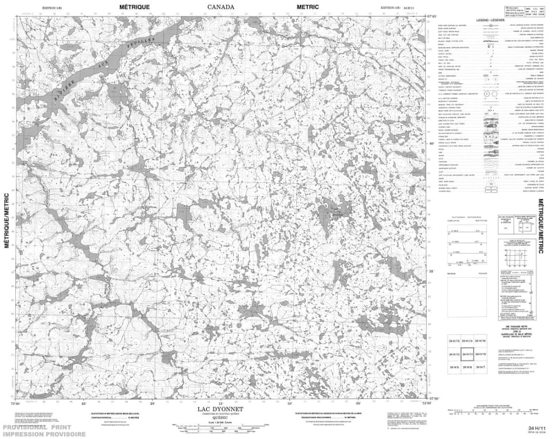 034H11 - LAC DYONNET - Topographic Map