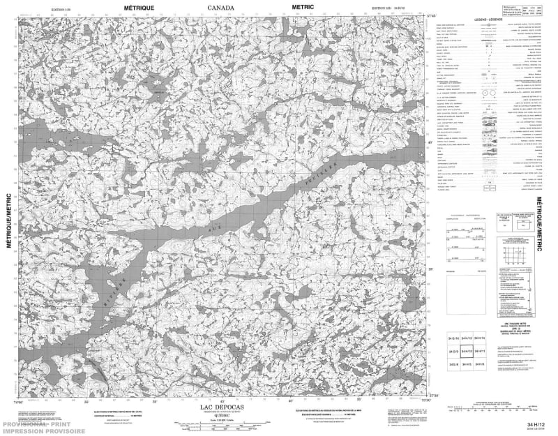 034H12 - LAC DEPOCAS - Topographic Map