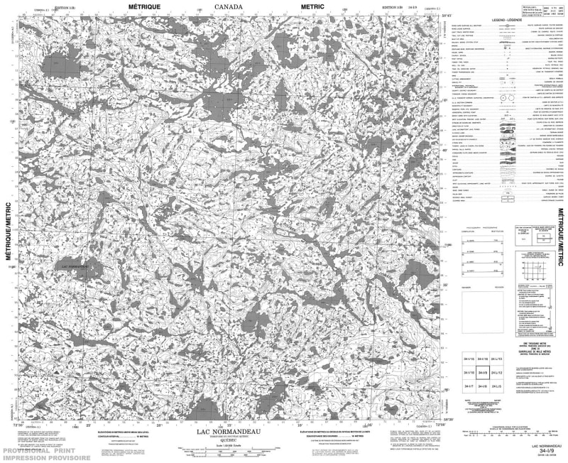 034I09 - LAC NORMANDEAU - Topographic Map