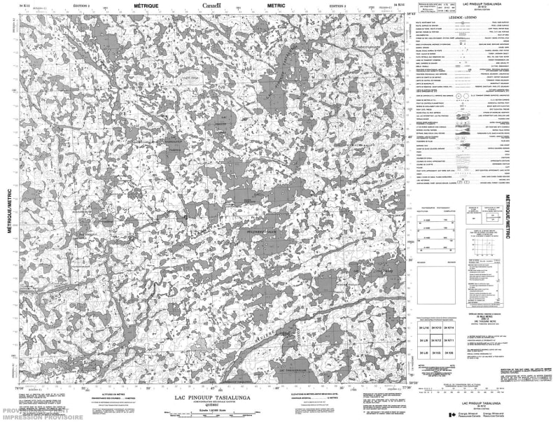 034K12 - LAC PINGUUP TASIALUNGA - Topographic Map