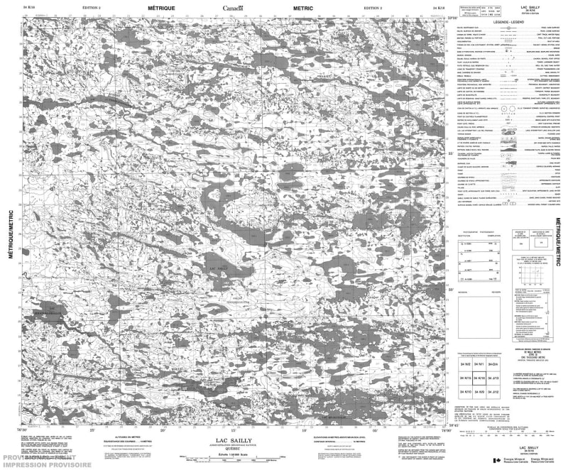 034K16 - LAC SAILLY - Topographic Map
