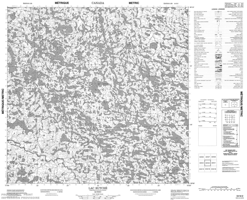 034N02 - LAC RUTCHE - Topographic Map