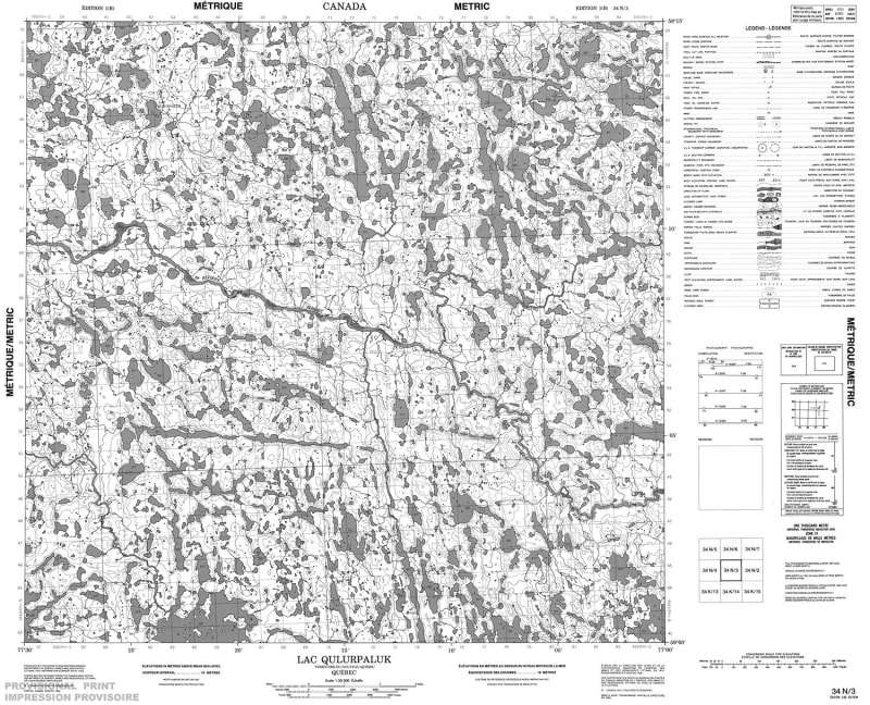 034N03 - LAC QULURPALUK - Topographic Map