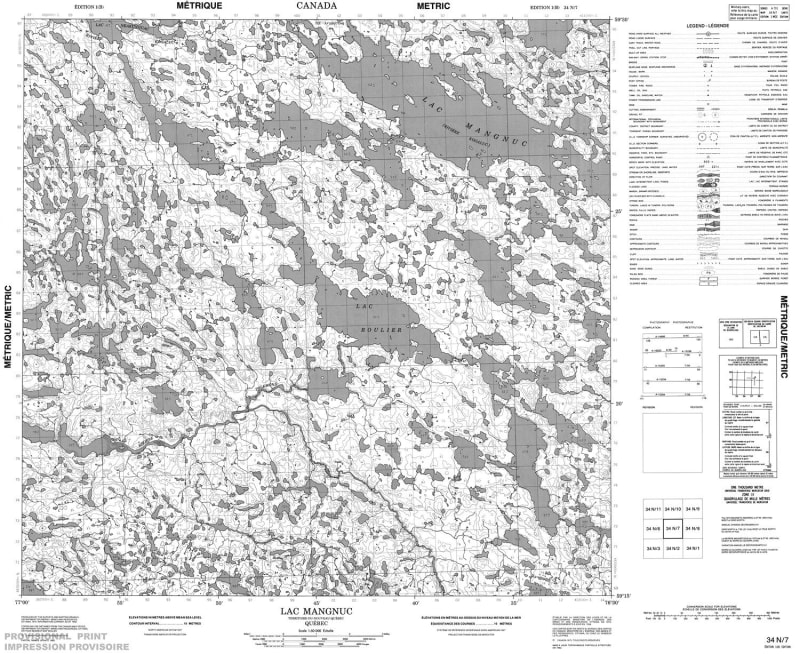 034N07 - LAC MANGNUC - Topographic Map