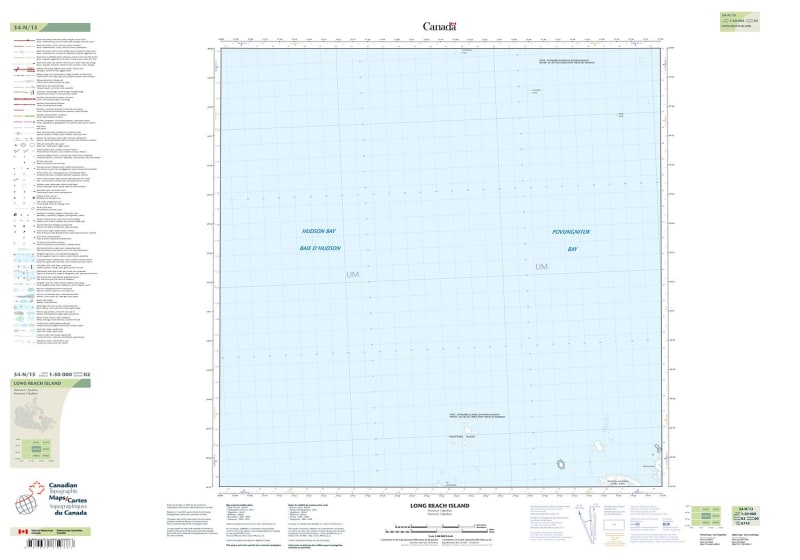 034N13 - LONG REACH ISLAND - Topographic Map