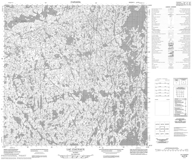 034P08 - LAC CIAUNAUX - Topographic Map