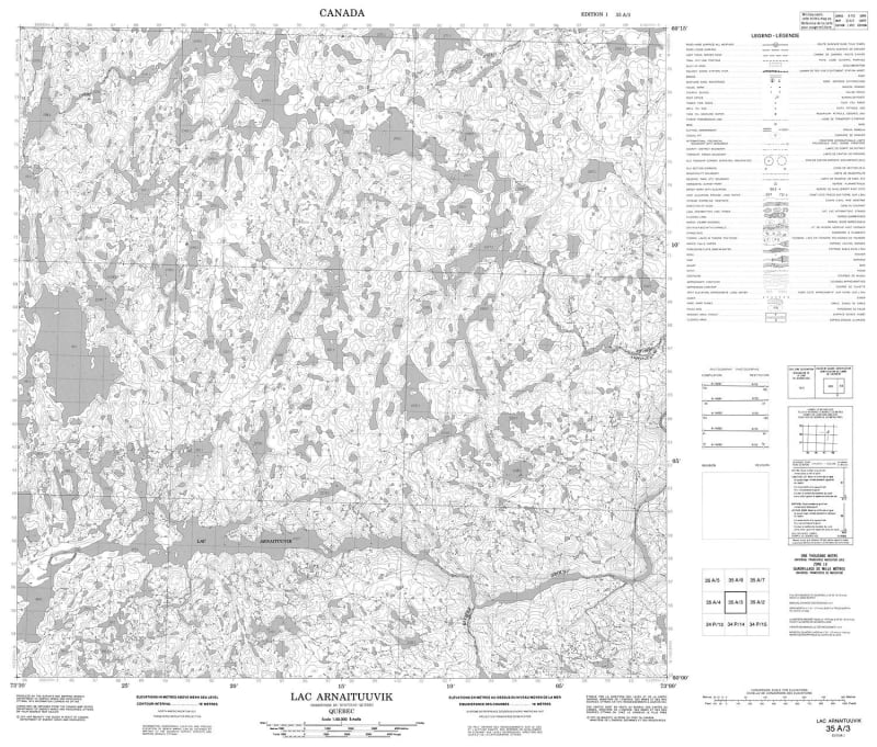 035A03 - LAC ARNAITUUVIK - Topographic Map