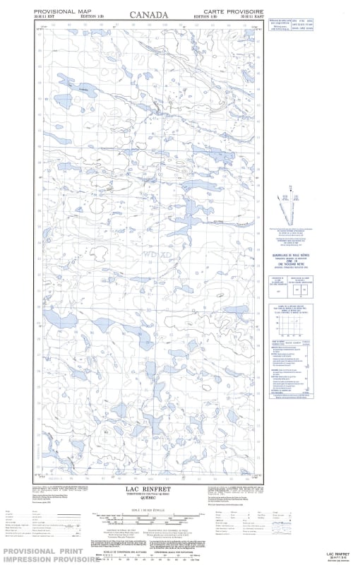 035H11E - LAC RINFRET - Topographic Map