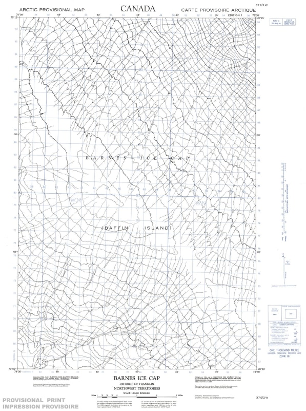 037E02W - BARNES ICE CAP - Topographic Map
