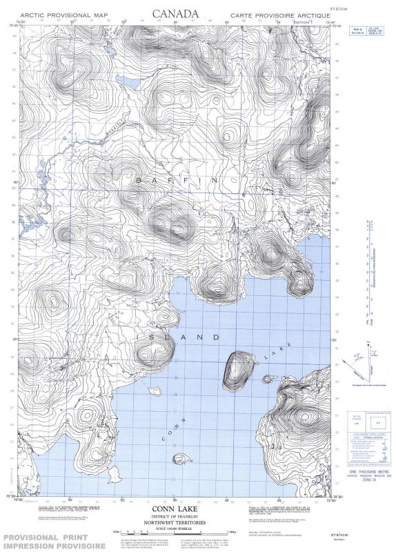 037E10W - CONN LAKE - Topographic Map