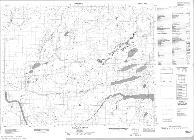 042K16 - WAKASHI RIVER - Topographic Map