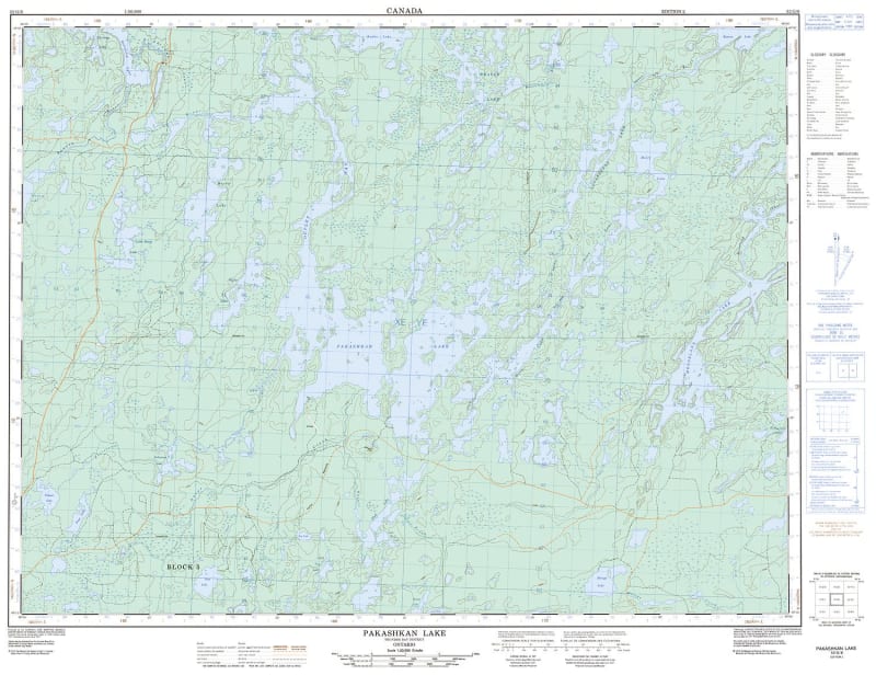 052G08 - PAKASHKAN LAKE - Topographic Map
