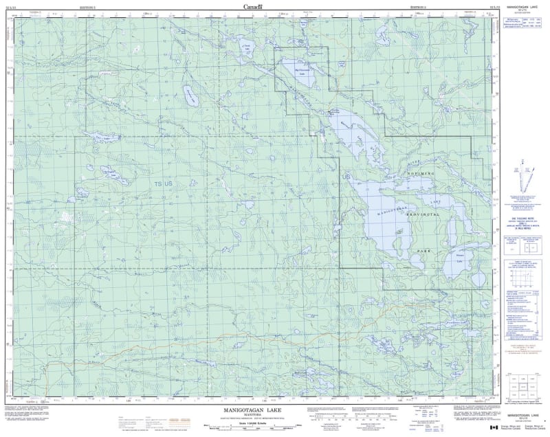 052L13 - MANIGOTAGAN LAKE - Topographic Map