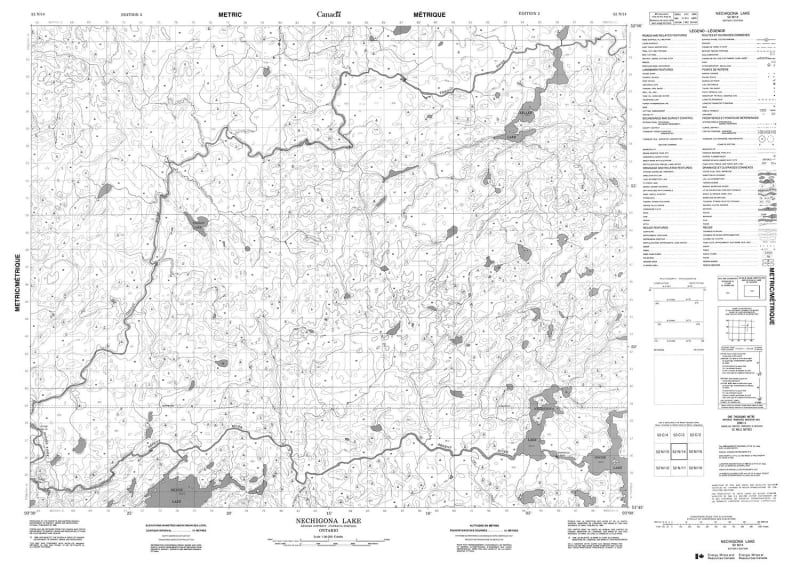 052N14 - NECHIGONA LAKE - Topographic Map