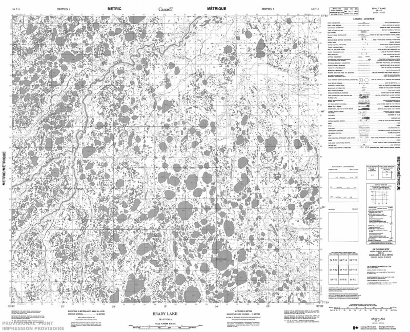 054F11 - BRADY LAKE - Topographic Map