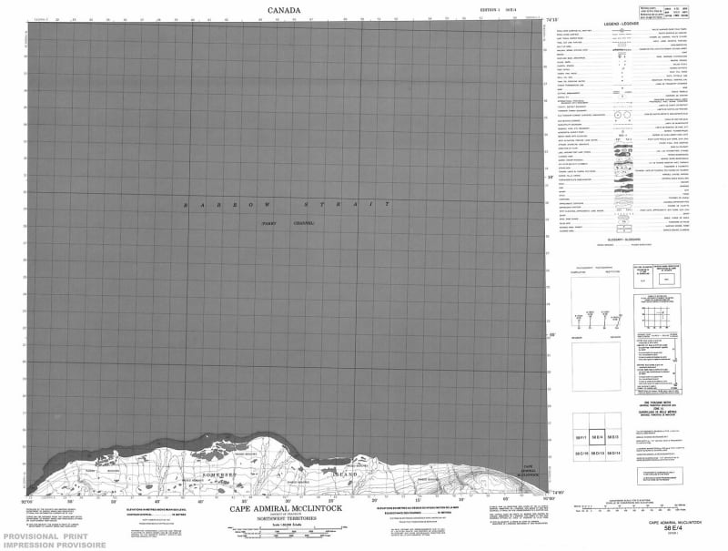 058E04 - CAPE ADMIRAL M'CLINTOCK - Topographic Map