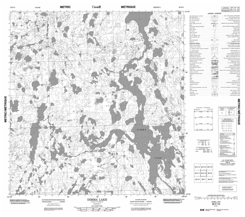 065F10 - DIMMA LAKE - Topographic Map