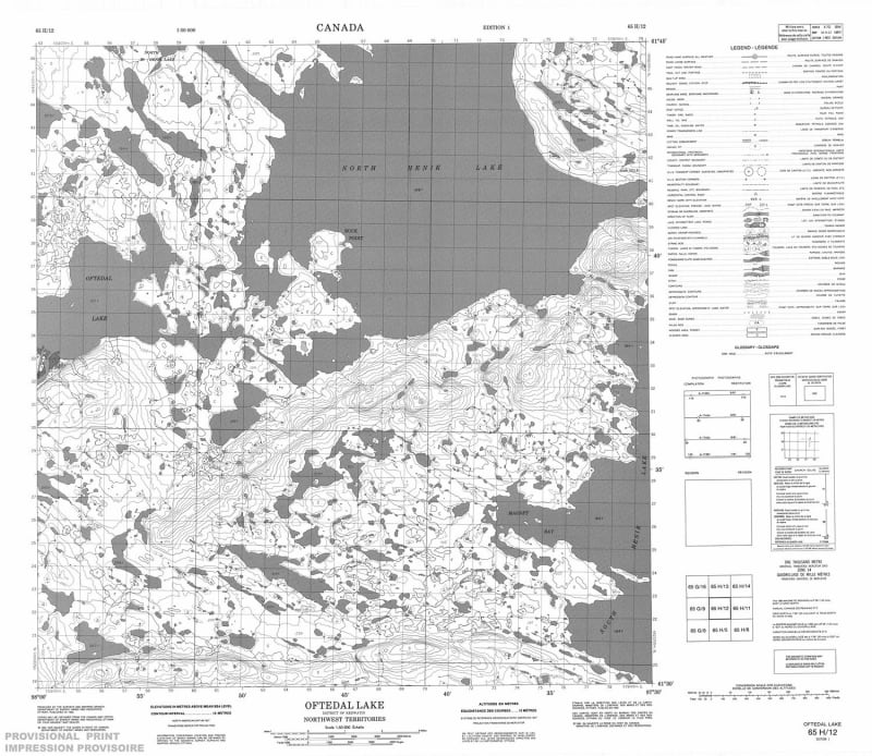 065H12 - OFTEDAL LAKE - Topographic Map