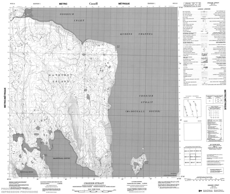 068H10 - CROZIER STRAIT - Topographic Map