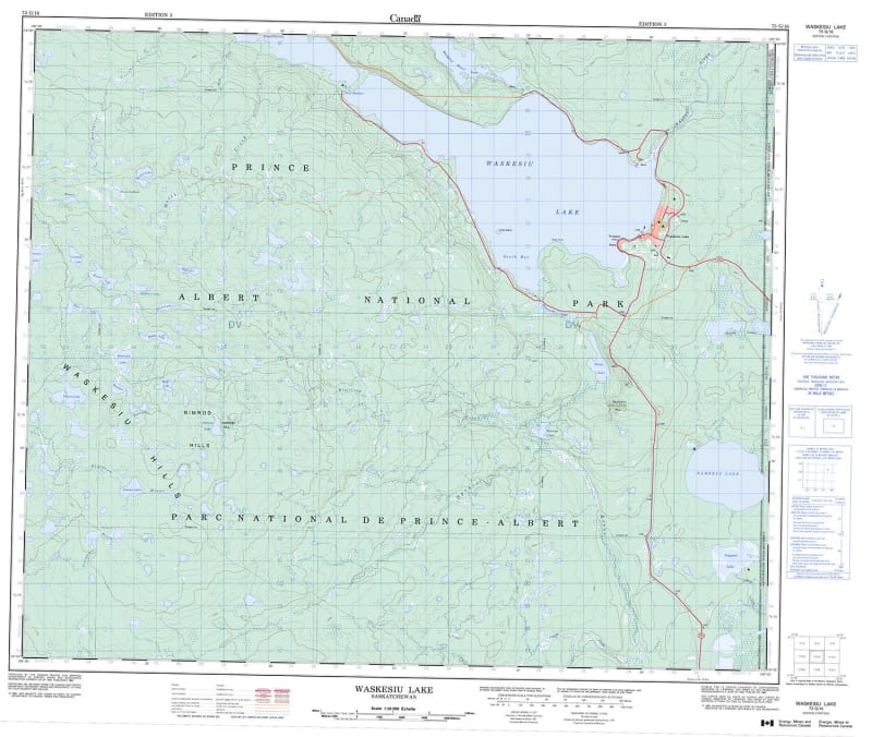 073G16 - WASKESIU LAKE - Topographic Map