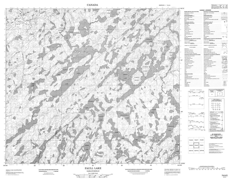 074A02 - PAULL LAKE - Topographic Map