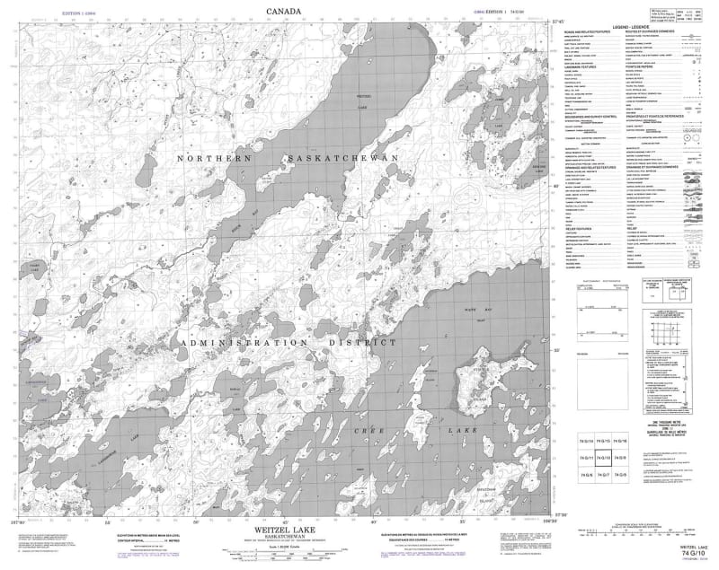 074G10 - WEITZEL LAKE - Topographic Map