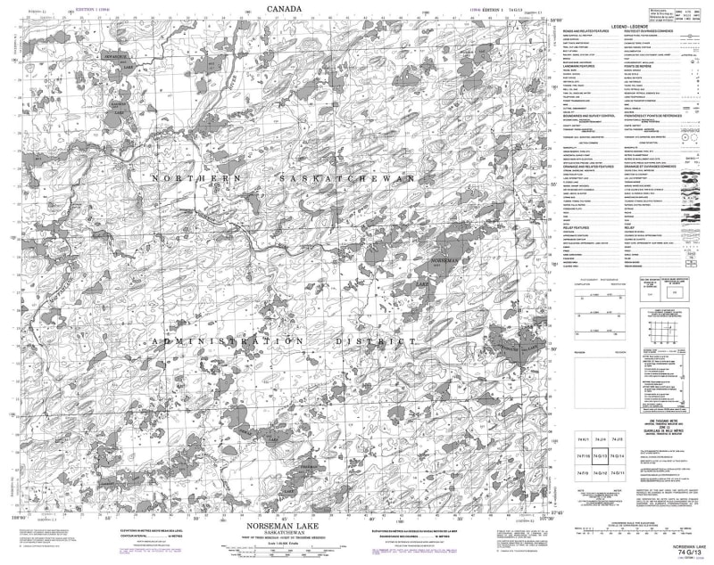 074G13 - NORSEMAN LAKE - Topographic Map