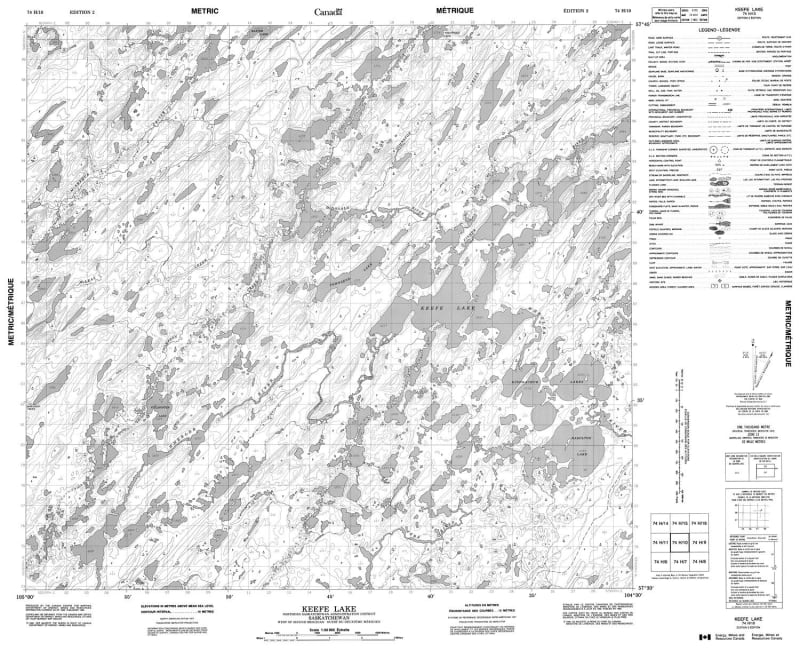 074H10 - KEEFE LAKE - Topographic Map