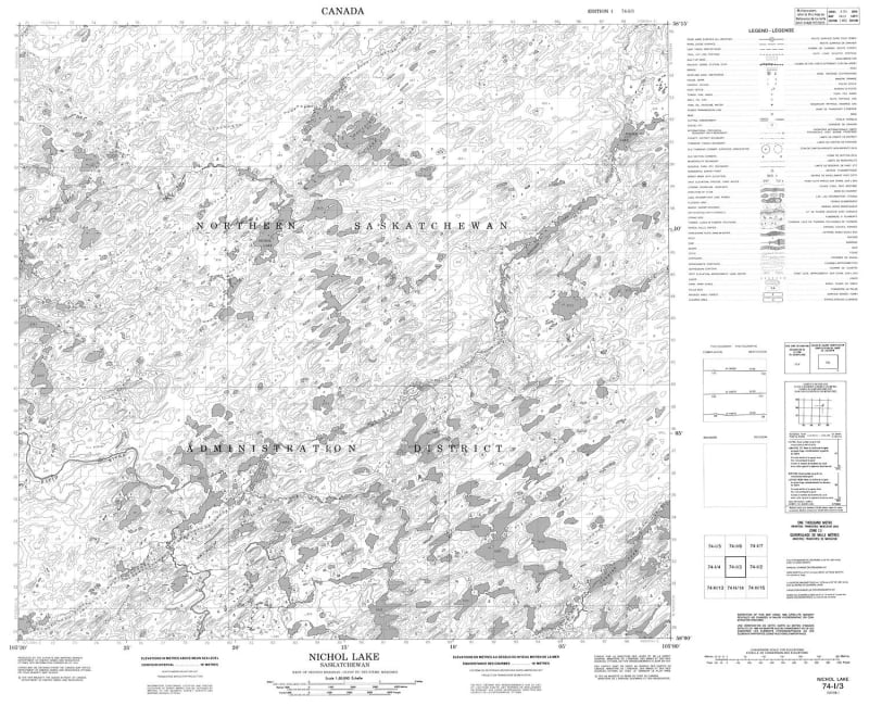 074I03 - NICHOL LAKE - Topographic Map