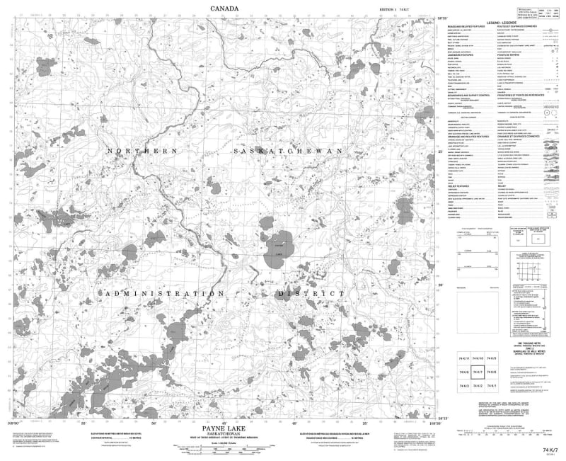 074K07 - PAYNE LAKE - Topographic Map