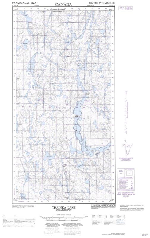 074N13W - THAINKA LAKE - Topographic Map