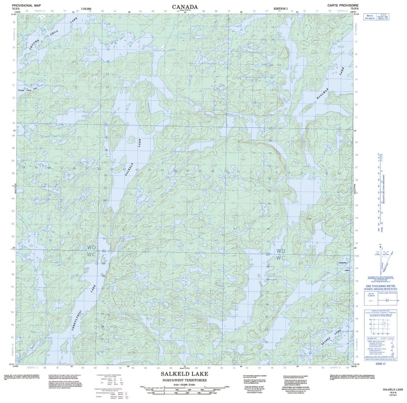 075F05 - SALKELD LAKE - Topographic Map