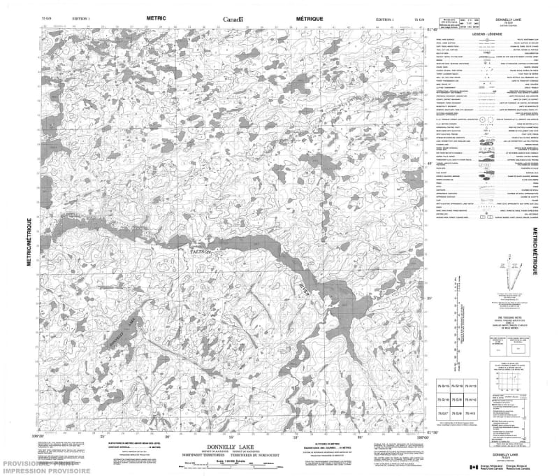 075G09 - DONNELLY LAKE - Topographic Map