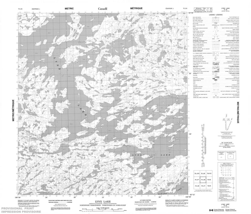 075J08 - LYNX LAKE - Topographic Map