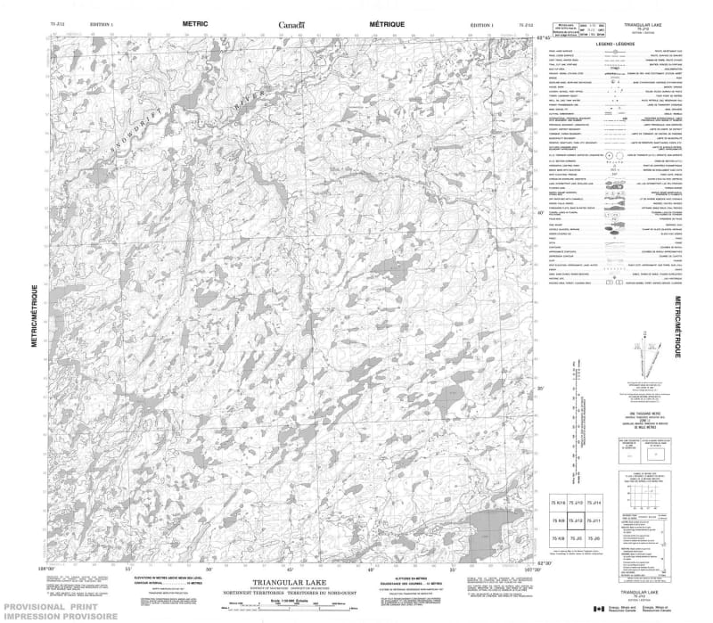 075J12 - TRIANGULAR LAKE - Topographic Map