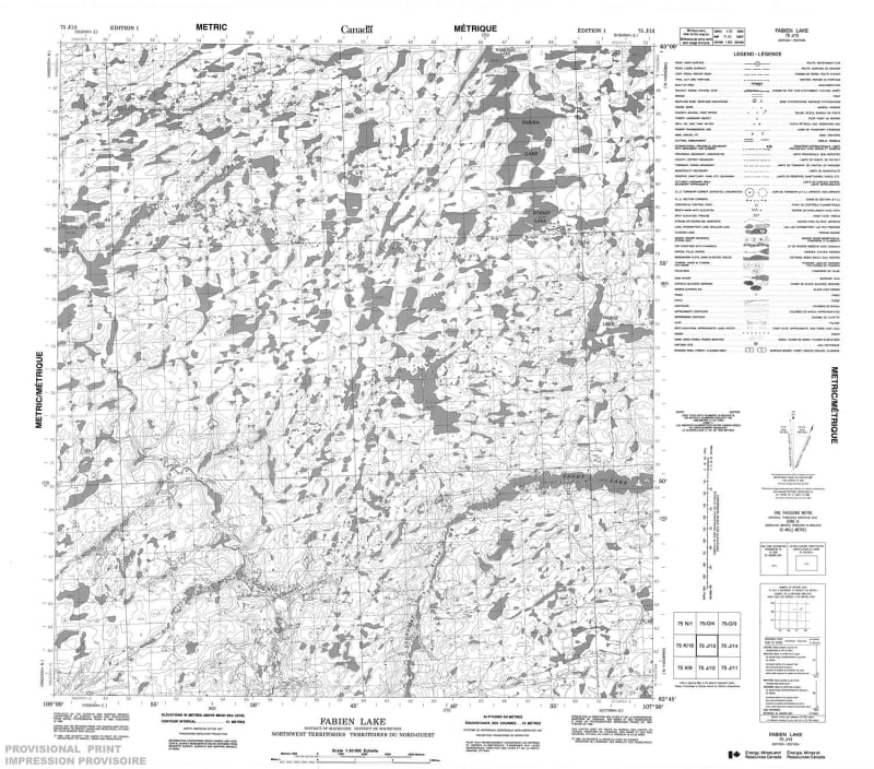 075J13 - FABIEN LAKE - Topographic Map