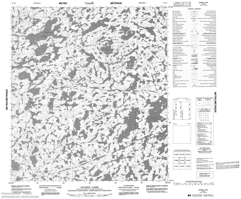 075N05 - ANARIN LAKE - Topographic Map