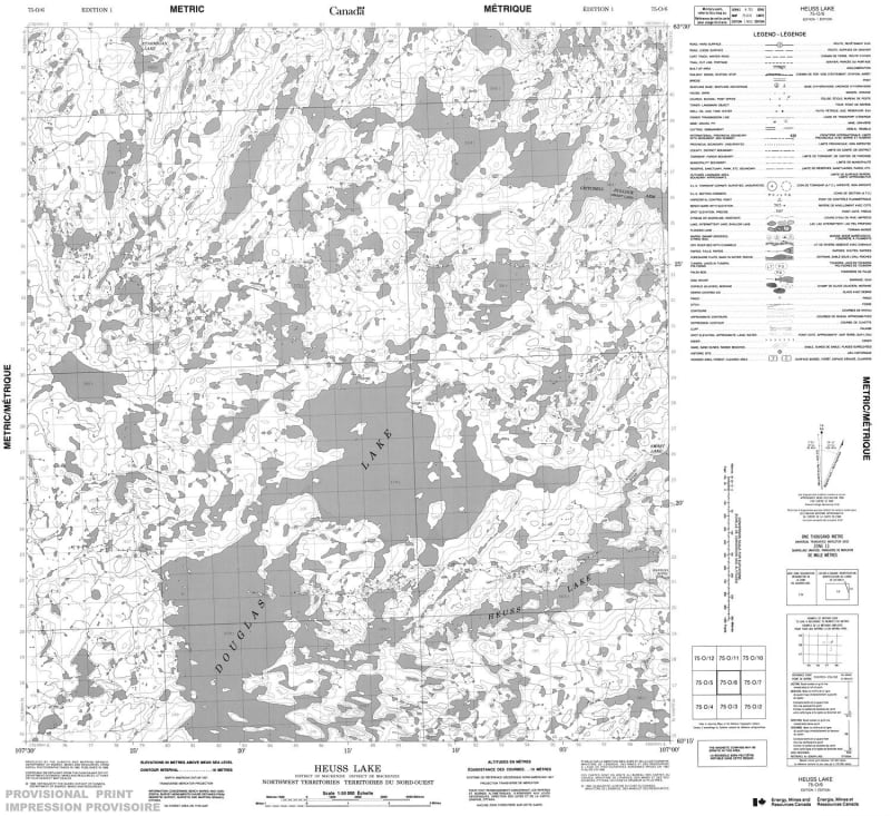 075O06 - HEUSS LAKE - Topographic Map