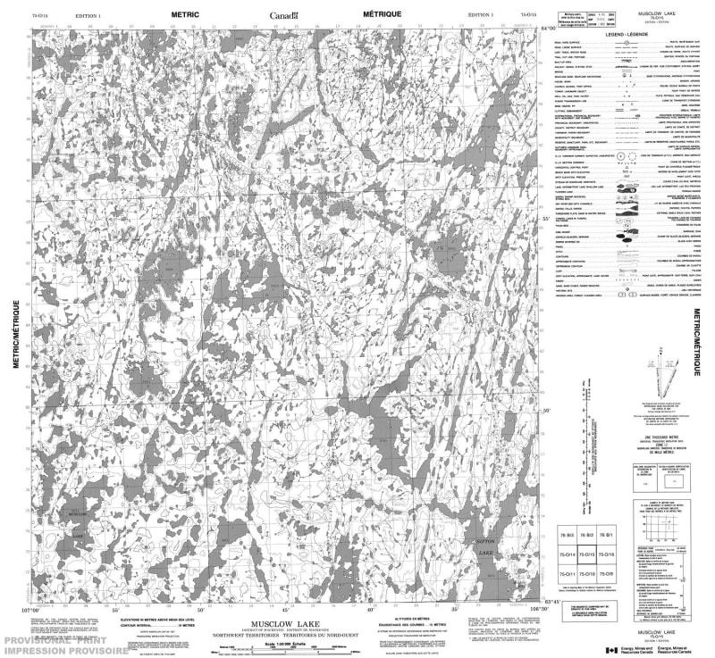 075O15 - MUSCLOW LAKE - Topographic Map