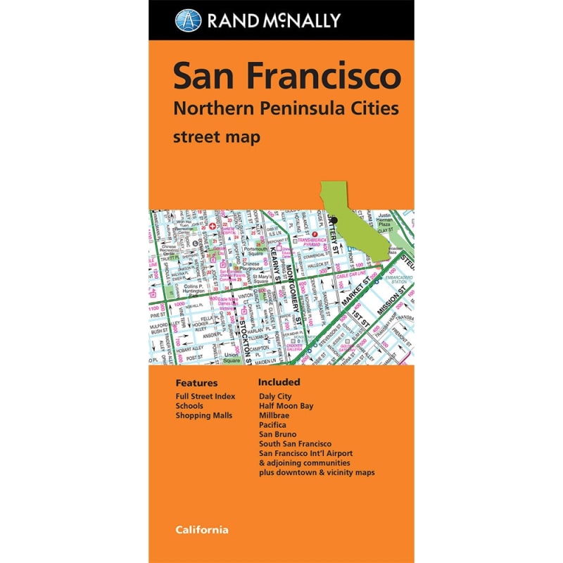 Navigate San Francisco and its surrounding communities with this trusted Rand McNally folded road map. Features a detailed street index, major attractions, and coverage of SFO, Daly City, and more. Embark on your journey through the City by the Bay with t