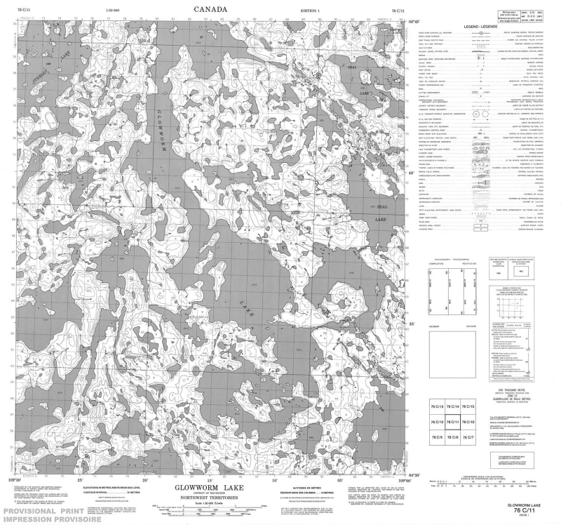 076C11 - GLOWWORM LAKE - Topographic Map