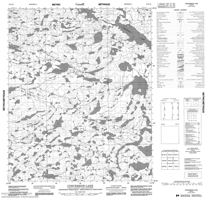 076E12 - CONCESSION LAKE - Topographic Map