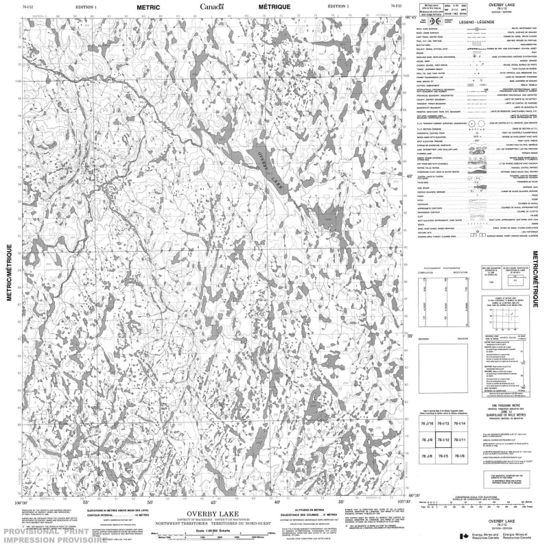 076I12 - OVERBY LAKE - Topographic Map
