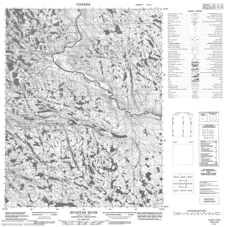 076J15 - HIUKITAK RIVER - Topographic Map