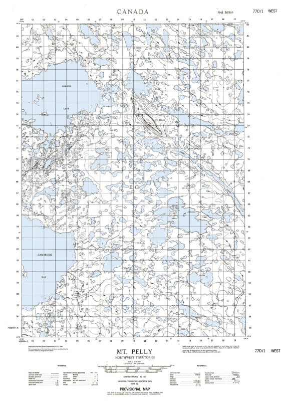 077D01W - MOUNT PELLY - Topographic Map