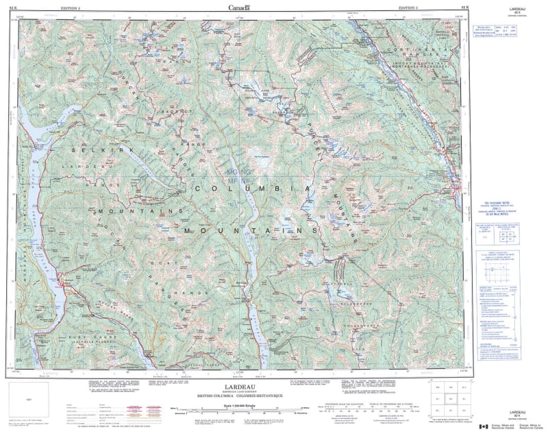 082K - LARDEAU - Topographic Map