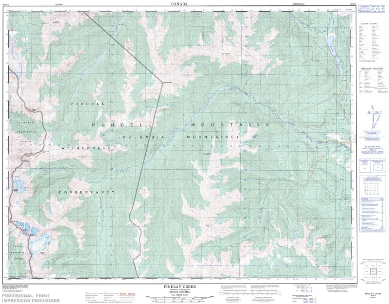 082K01 - FINDLAY CREEK - Topographic Map