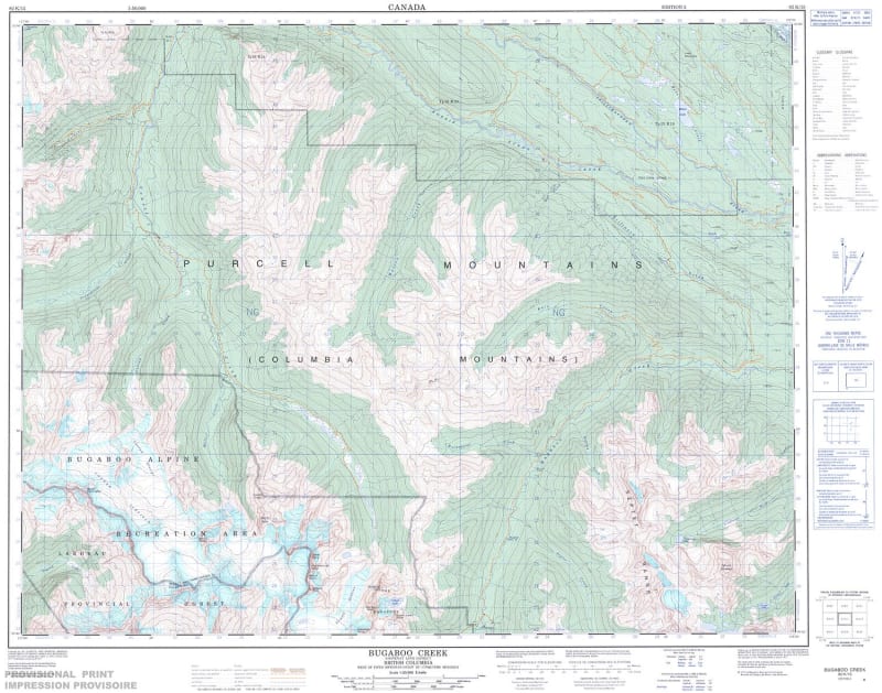 082K15 - BUGABOO CREEK - Topographic Map
