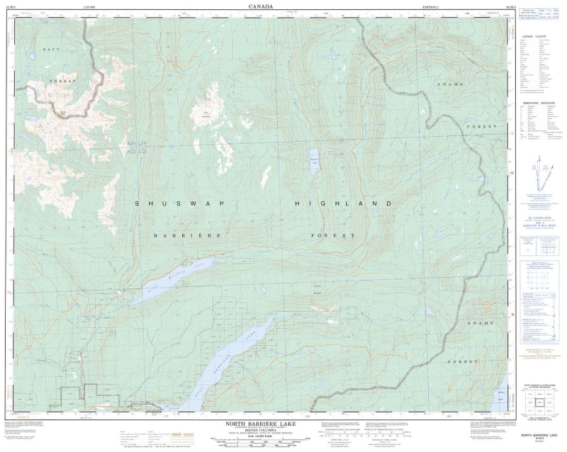 082M05 - NORTH BARRIERE LAKE - Topographic Map