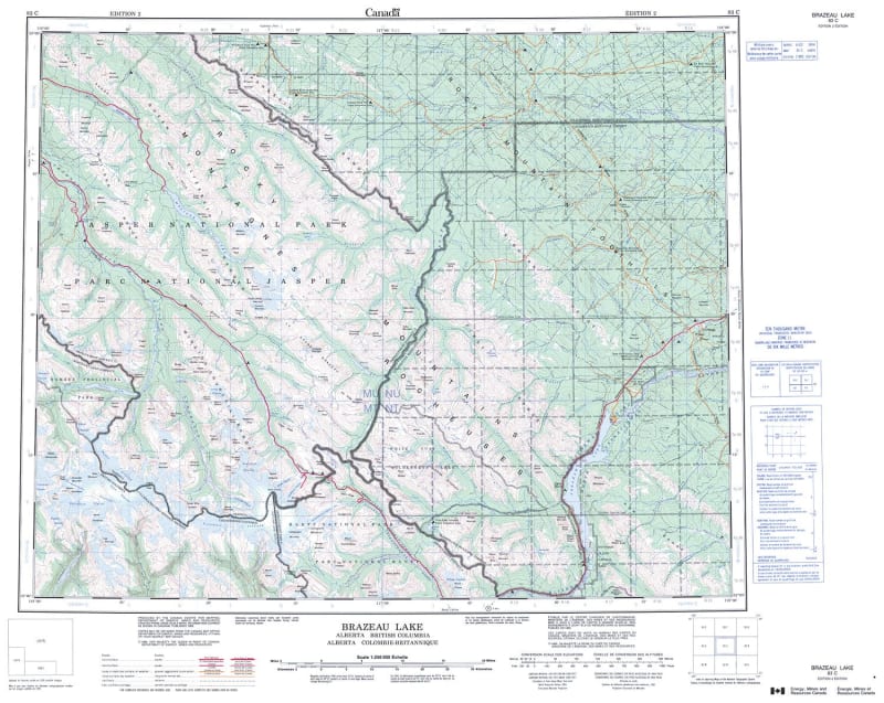 083C - BRAZEAU LAKE - Topographic Map